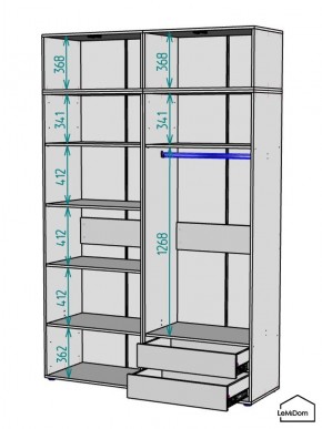 Шкаф с антресолью Linnea MHR-4A-2 2450х1600х510 (ДВ-М 11.1.25) в Ханты-Мансийске - hanty-mansiysk.mebel24.online | фото 3