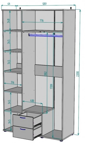 Шкаф с зеркалом Ольга H54_M в Ханты-Мансийске - hanty-mansiysk.mebel24.online | фото 2