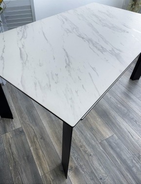 Стол CREMONA 140 KL-99 Белый мрамор матовый, итальянская керамика / черный каркас, ®DISAUR в Ханты-Мансийске - hanty-mansiysk.mebel24.online | фото 3