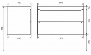 Тумба под раковину Uperwood Tanos 90 см, подвесная, белая/графит в Ханты-Мансийске - hanty-mansiysk.mebel24.online | фото 6